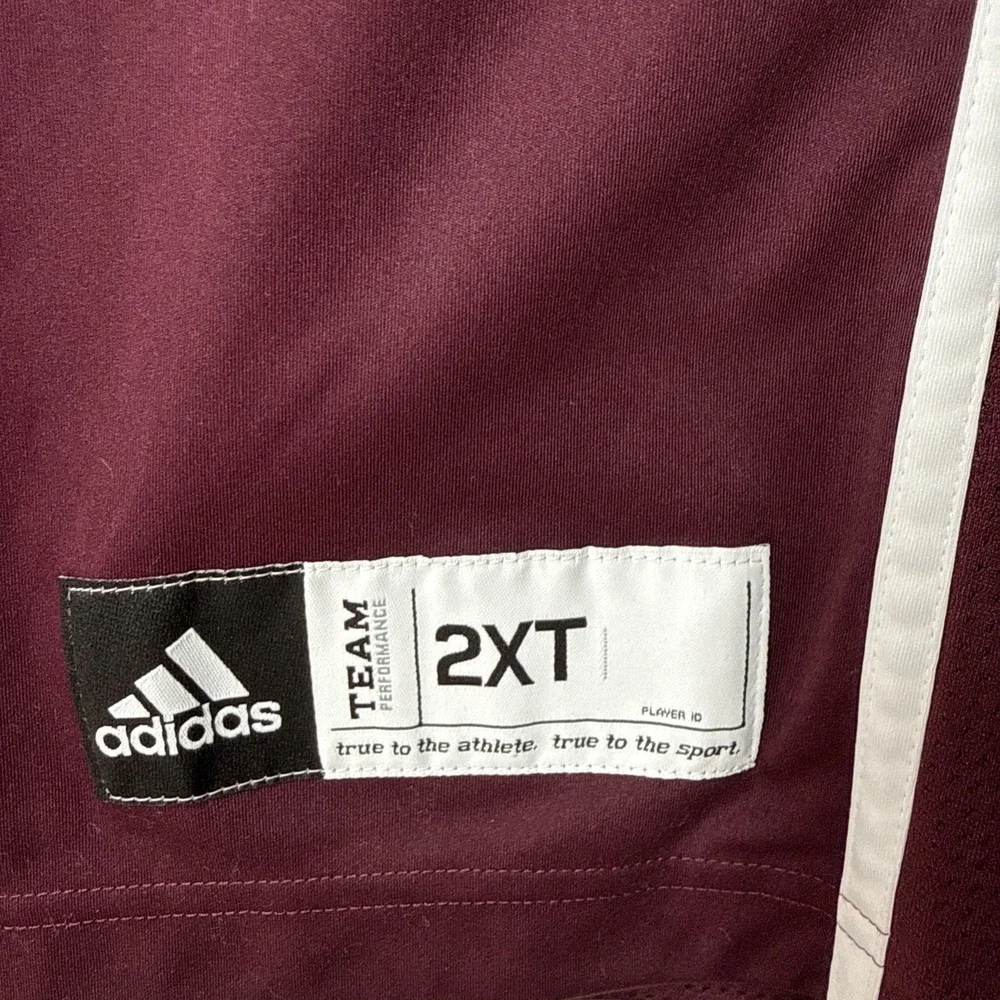 Adidas 2XT Practice Basketball Jersey Men Maroon White Mesh Performance Big Tall